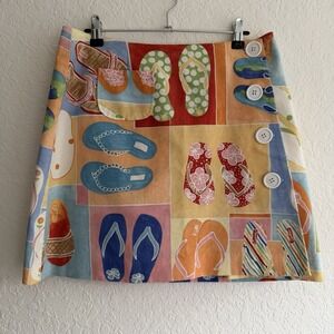 Suzette Cotton Wrap Skirt Sz 8 Resort Beach Vacation Mini Short Kidcore Novelty